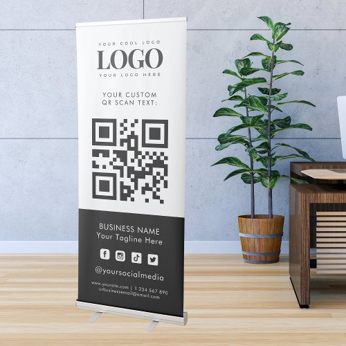 Custom Business Company Logo Qr Code Social Media Retractable Banner