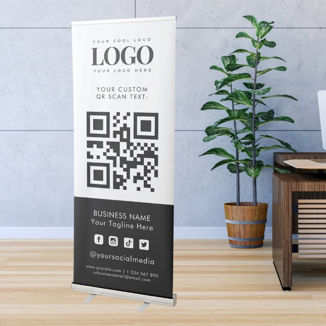 Custom Business Company Logo Qr Code Social Media Retractable Banner (Creator Uploaded)