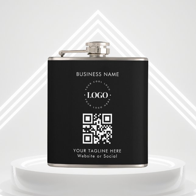 Custom Business Company Logo QR Code & Text Simple Flask (Creator Uploaded)