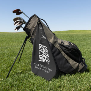 Custom Business Company Logo QR Code & Text Simple Golf Towel