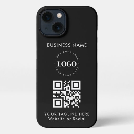 Custom Business Company Logo QR Code & Text Simple iPhone Case | Zazzle