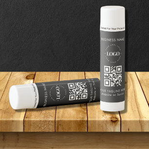 Custom Business Company Logo QR Code & Text Simple Lip Balm