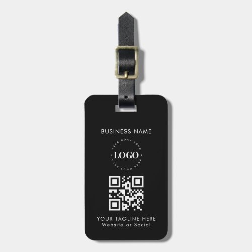 Custom Business Company Logo QR Code  Text Simple Luggage Tag