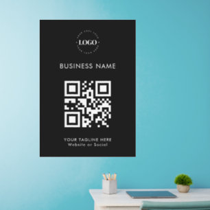 Custom Business Company Logo QR Code & Text Simple Wall Decal