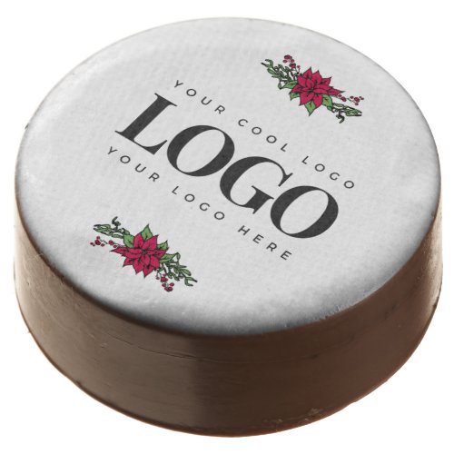 Custom Business Company Logo Red Floral Decor Xmas Chocolate Covered Oreo