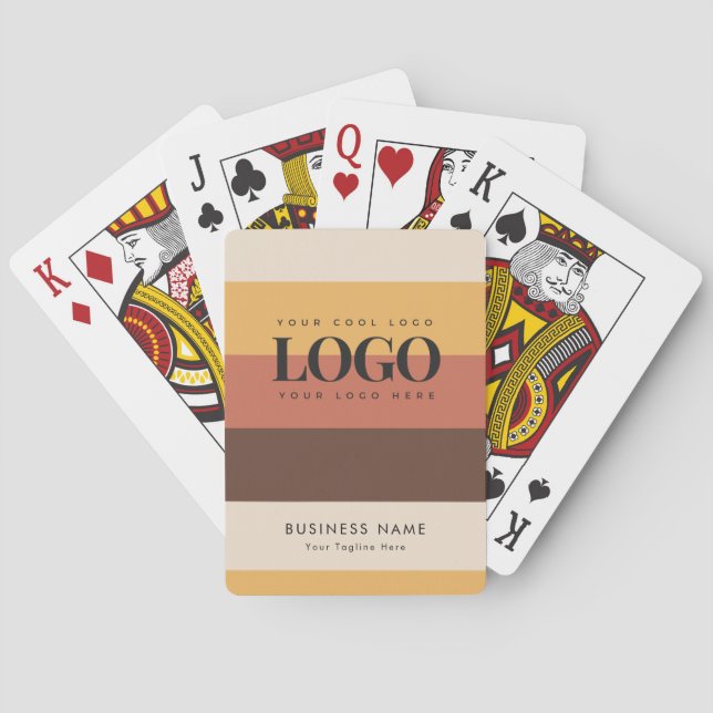 Custom Business Company Logo Retro Stripes 60s 70s Poker Cards (Back)