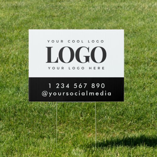 Custom Business Company Logo  Social Media Text Sign