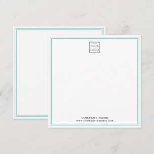 Custom Business Company Logo Teal Double Border Note Card