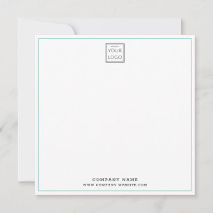 Custom Business Company Logo Teal Square Note Card