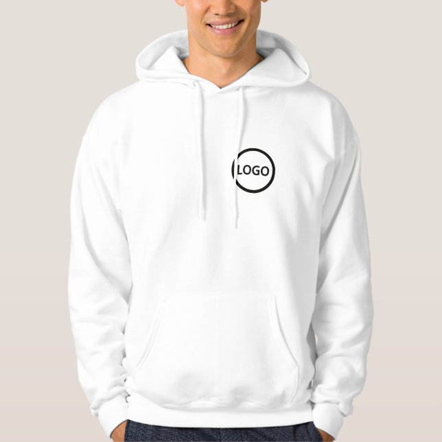 Custom Business Company Logo Text Simple & QR Code Hoodie (Front)