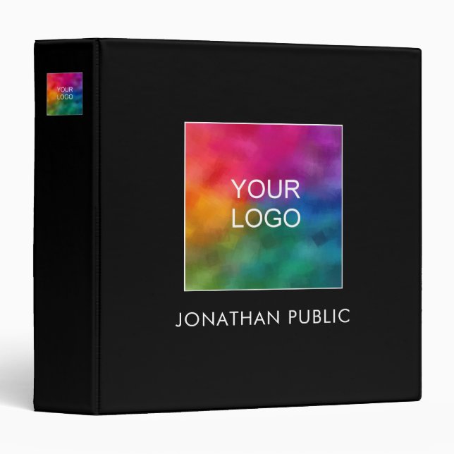 Custom Business Company Logo Text Template 3 Ring Binder (Front/Spine)
