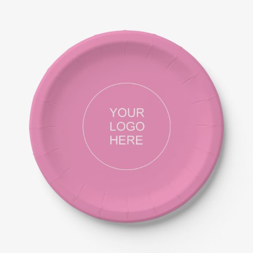 Custom Business Company Logo Text Template Pink Paper Plates