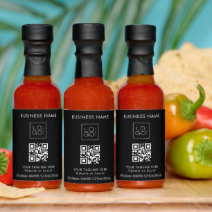 Custom Business Company Square Logo QR Code Text Hot Sauces