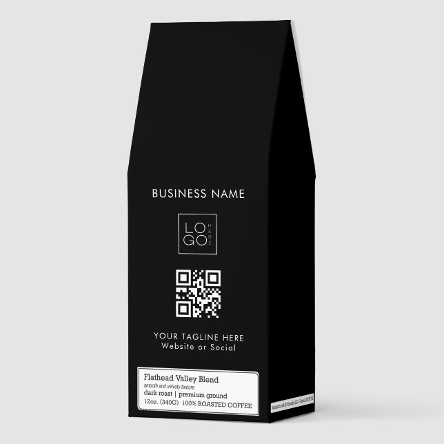 Custom Business Company Square Logo QR Code Text Roasted Coffee (Front)
