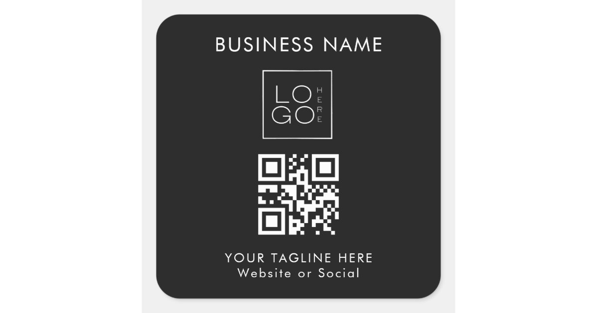 Custom Business Company Square Logo QR Code Text Square Sticker | Zazzle