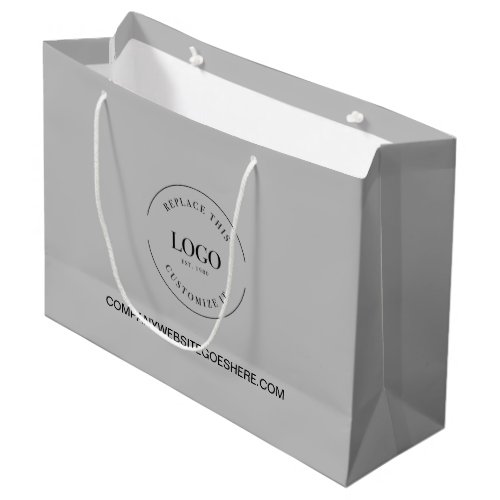 Custom Business Company website Your Logo Grey Large Gift Bag