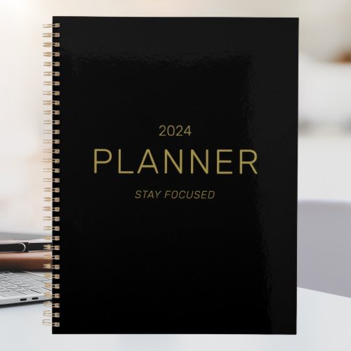 Custom Business Corporate Gold   Black Quote 2024 Planner