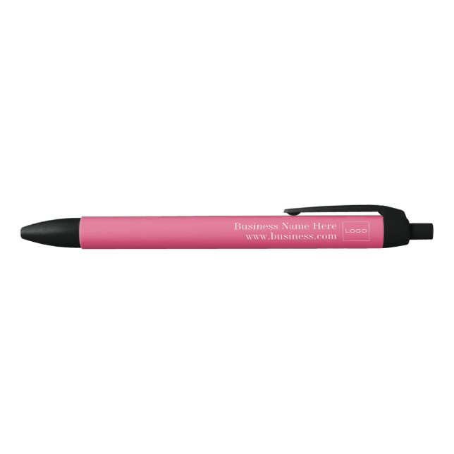 Custom Business Corporate Logo, Name White on Pink Pen (Top)