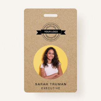 Custom Business Employee Card Rustic Craft  Badge