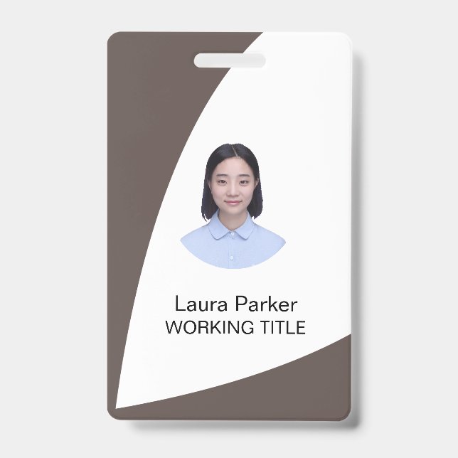 Custom Business Employee Photo Tex Brown Chocolate Badge (Front)