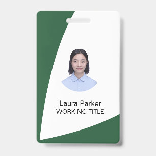 Custom Business Employee Photo Text Lime Green Badge