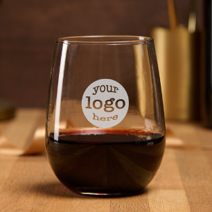 Custom Business Event Bar Logo Branded Engraved Stemless Wine Glass