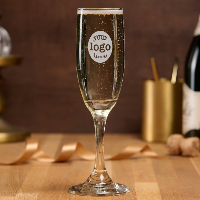 Custom Business Event Cafe Logo Branded Engraved Champagne Flute (Custom Business Event Cafe Logo Branded Engraved Champagne Flute)