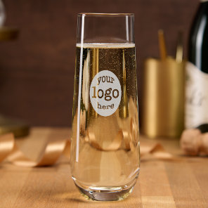 Custom Business Event Cafe Logo Branded Engraved Stemless Champagne Flute