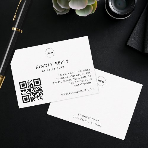 Custom Business Event RSVP QR Code Logo Website Enclosure Card