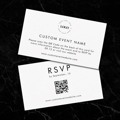 Custom Business Event RSVP with QR Code Website Enclosure Card