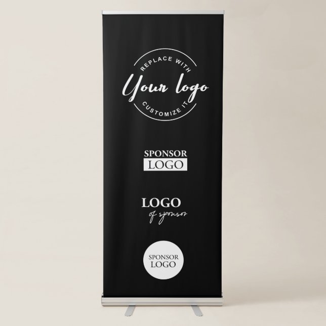 Custom Business event white Sponsor logos Retractable Banner (Front)