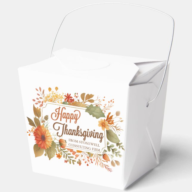 Custom Business Fall Floral Thanksgiving Party Favor Boxes (Front)