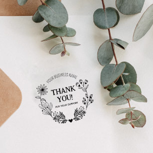 Custom Business Floral Thank You  Rubber Stamp