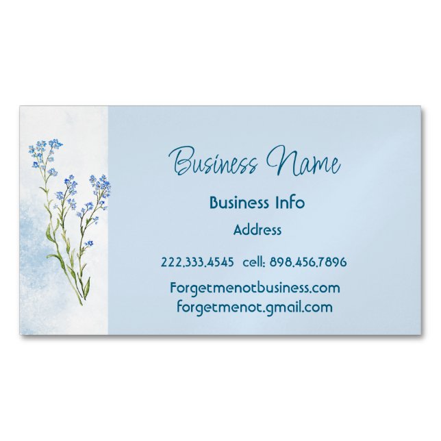 Custom Business Forget-me-not Flower Card Magnet (Front)