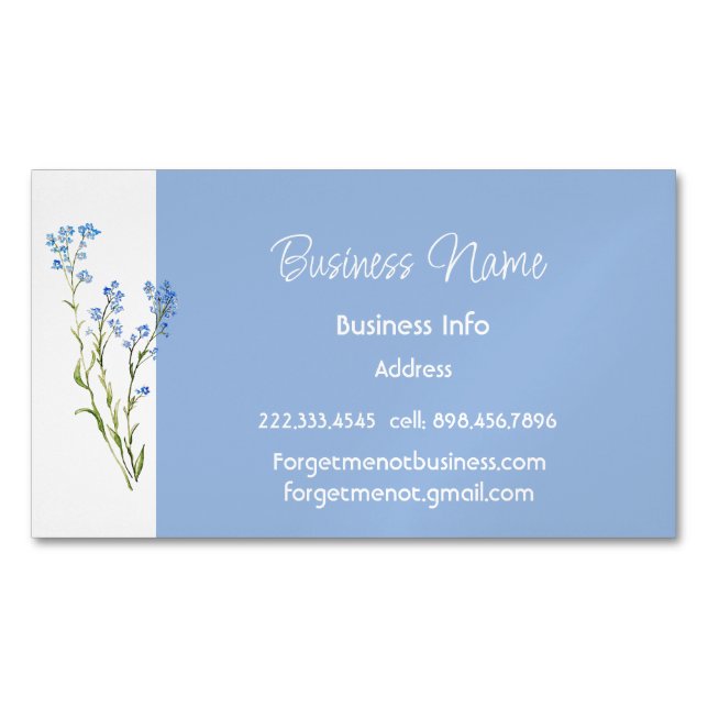 Custom Business Forget-me-not Flower Card Magnet (Front)