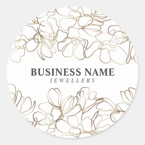 Custom Business Gold  White Product Packaging Classic Round Sticker