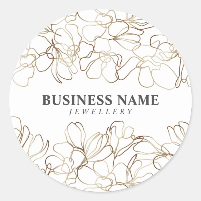 Custom Business Gold & White Product Packaging Classic Round Sticker (Front)