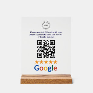 Custom Business Google Reviews QR Code Company Acrylic Sign