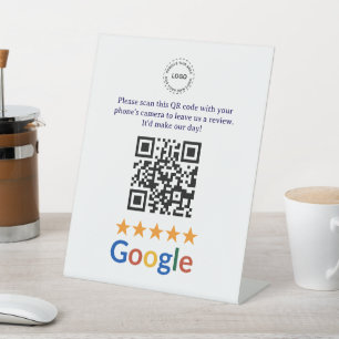 Custom Business Google Reviews QR Code Company Pedestal Sign