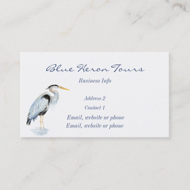 Custom Business Great Blue Heron Bird Card (Front)