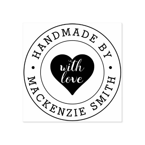 Custom Business Handmade With Love Round Rubber Stamp
