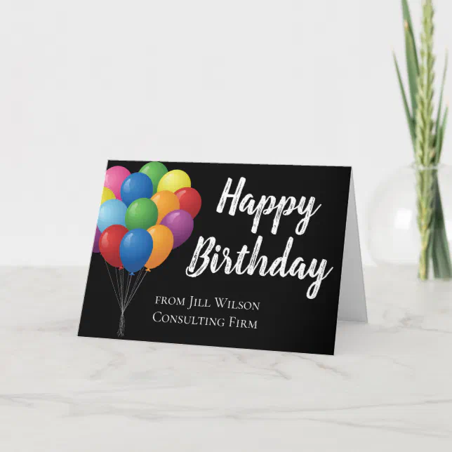 Custom Business Happy Birthday Balloons Corporate Card 