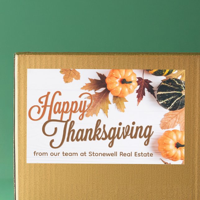 Custom Business Happy Thanksgiving Party Pumpkin Rectangular Sticker (Creator Uploaded)