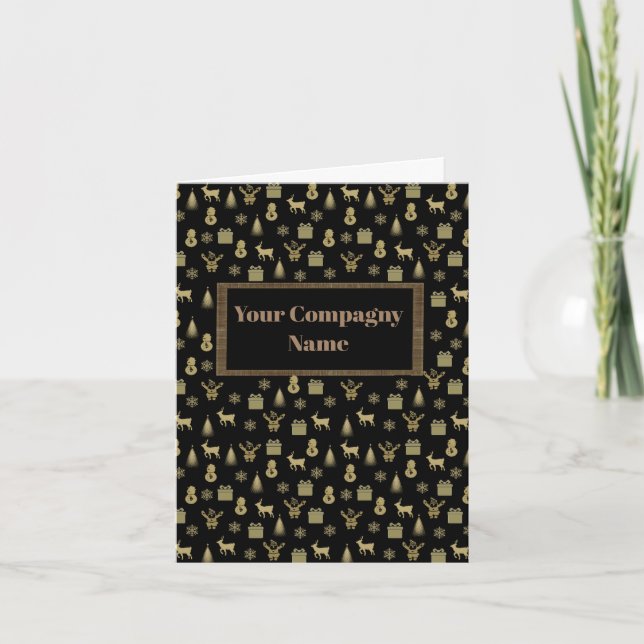 Custom business holiday card Black and Gold (Front)