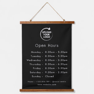 Custom Business Hours Door Sign with Company Logo Hanging Tapestry