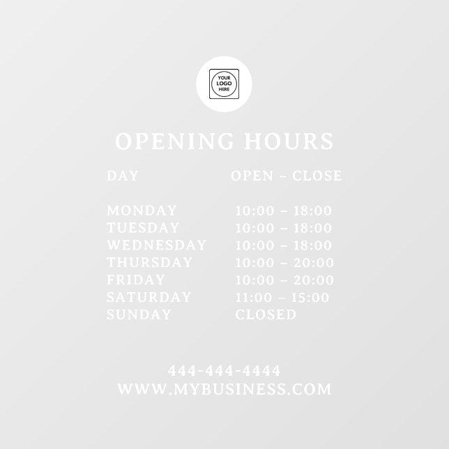 Custom Business Hours Logo AI+ door sign (Sheet)