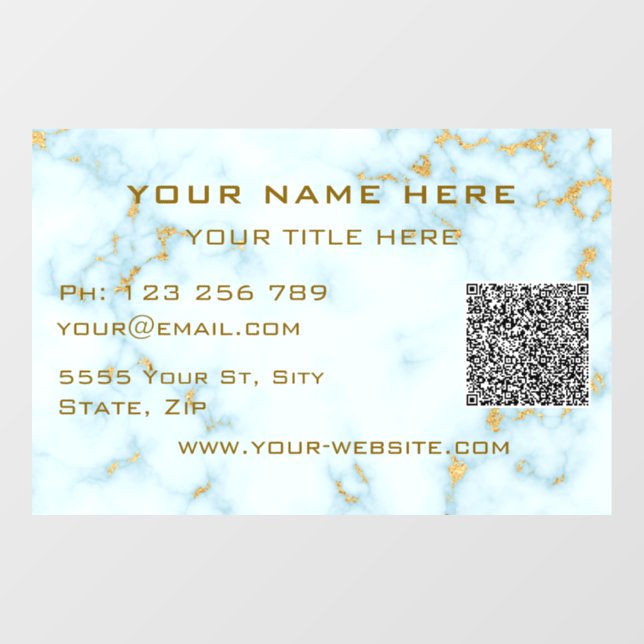 Custom Business Info Window Cling with QR Code (Sheet)