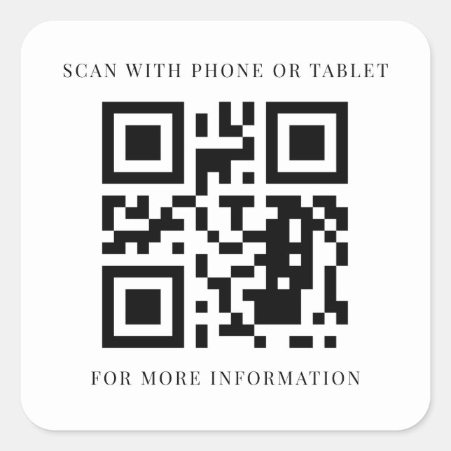 Custom Business Information QR Code Square Sticker (Front)