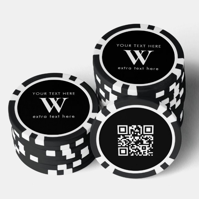 Custom Business Initial Logo Promotional QR Code  Poker Chips (Stack)