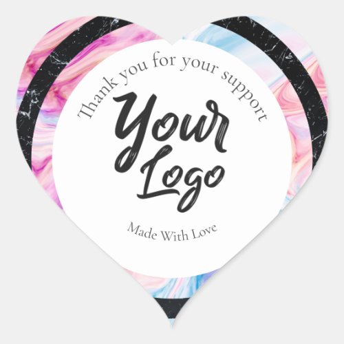 Custom business label colorable marble heart shape